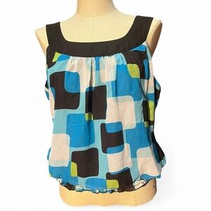 vintage Studio Y Blue and Black Geometric Blouse